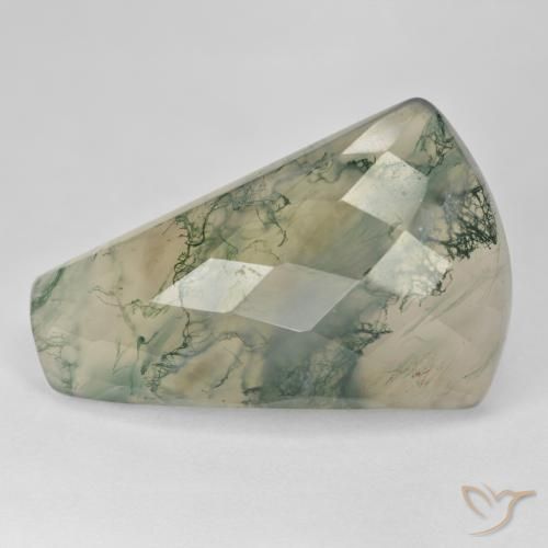 39.72ct Natural Light Green Moss Agate, Baguette, Translucent