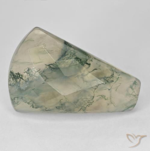39.72 ct Green Moss Agate Stone, Natural Moss Agate in Tapered Baguette Checkerboard Shape for Sale