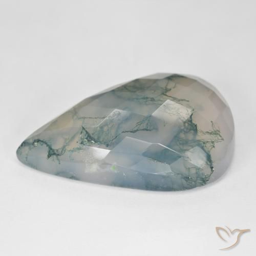 Moss Agate Gemstone in 31.6 x 21.9 mm Size for Sale, Moss Agate Stone in Light Green Color