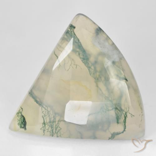 26.18 ct Green Moss Agate Stone, Natural Moss Agate in Trillion Checkerboard Shape for Sale