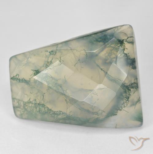 38.3 ct Tapered Baguette Checkerboard Moss Agate, 26.6 x 21.4 mm From India, Photo A