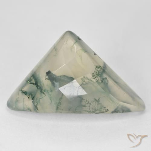17.68 ct Trillion Checkerboard Moss Agate, 26.4 x 15.6 mm From India, Photo A