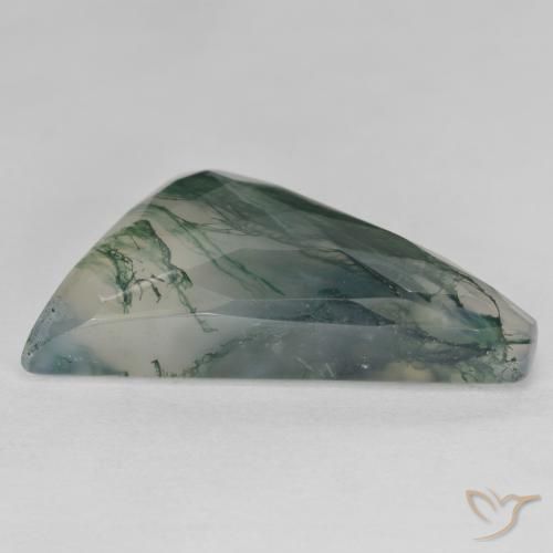 Moss Agate Gemstone in 31 x 16.5 mm Size for Sale, Moss Agate Stone in Light Green Color