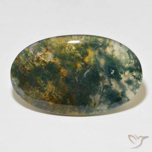 44.2 ct Oval Moss Agate, 41.3 x 25.7 mm From India, Photo A
