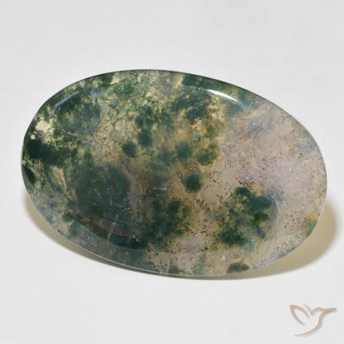 52.44 ct Multicolor Moss Agate Stone, Natural Moss Agate in Oval Cabochon Shape for Sale