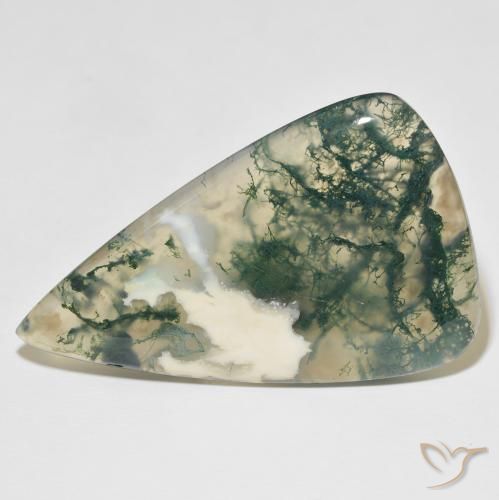 65.25 ct Pear Moss Agate, 51.8 x 32.6 mm From India, Photo A