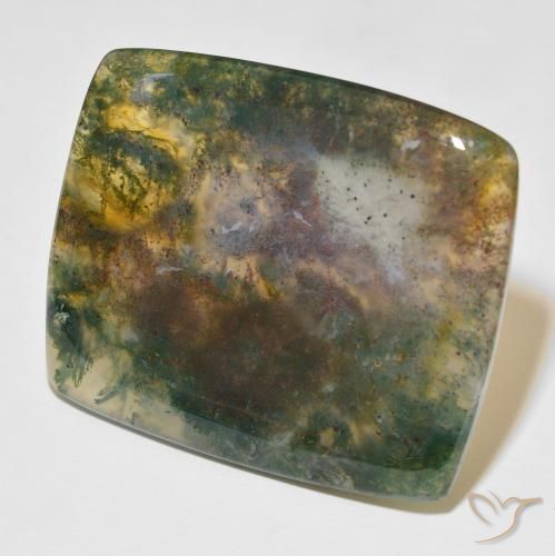 86.48 ct Multicolor Moss Agate Stone, Natural Moss Agate in Cushion Cabochon Shape for Sale