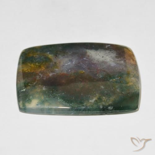 Moss Agate Gemstone in 43.7 x 36.9 mm Size for Sale, Moss Agate Stone in Multicolor Color