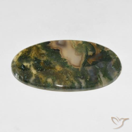 Moss Agate Gemstone in 43.6 x 29.2 mm Size for Sale, Moss Agate Stone in Multicolor Color