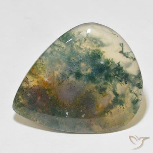 49.60ct Natural Multicolor Moss Agate, Pear Shape, Translucent