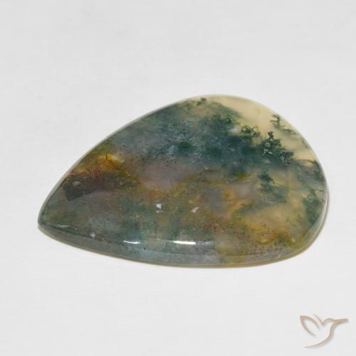 Moss Agate Gemstone in 37.3 x 31.5 mm Size for Sale, Moss Agate Stone in Multicolor Color