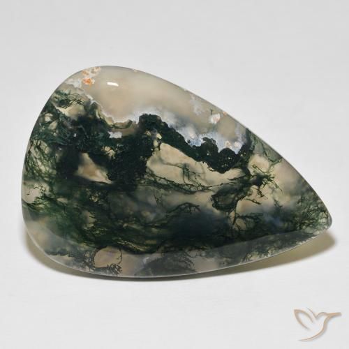 98.16 ct Multicolor Moss Agate Stone, Natural Moss Agate in Pear Cabochon Shape for Sale