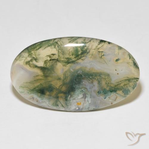 48.97 ct Oval Moss Agate, 44.6 x 26 mm From India, Photo A