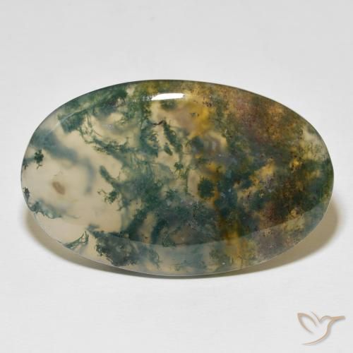 63.36 ct Oval Moss Agate, 44.8 x 29 mm From India, Photo A