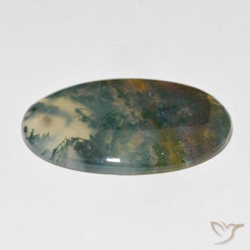 Moss Agate Gemstone in 44.8 x 29 mm Size for Sale, Moss Agate Stone in Multicolor Color