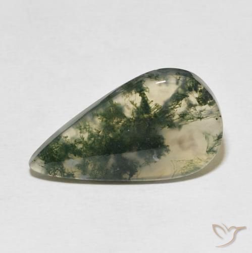 10.69ct Natural Multicolor Moss Agate, Pear Shape, Translucent