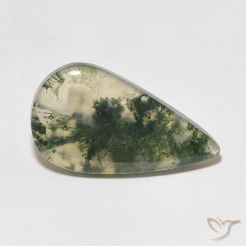 10.69 ct Multicolor Moss Agate Stone, Natural Moss Agate in Pear Cabochon Shape for Sale