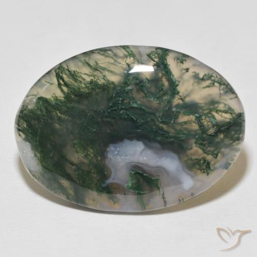 30 ct Oval Moss Agate, 31.7 x 23 mm From India, Photo A