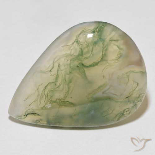 29.52ct Natural Multicolor Moss Agate, Pear Shape, Opaque