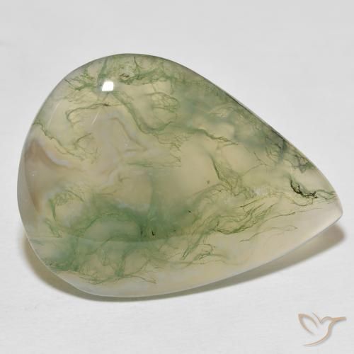 29.52 ct Multicolor Moss Agate Stone, Natural Moss Agate in Pear Cabochon Shape for Sale