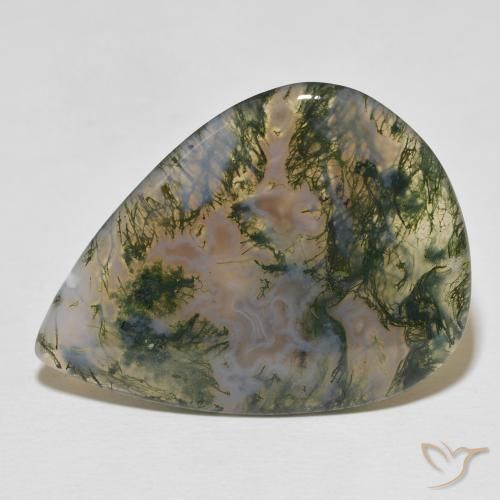 23.29ct Natural Multicolor Moss Agate, Pear Shape, Opaque