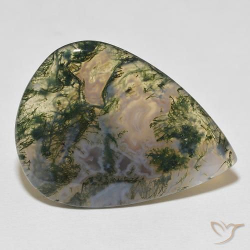 23.29 ct Multicolor Moss Agate Stone, Natural Moss Agate in Pear Cabochon Shape for Sale