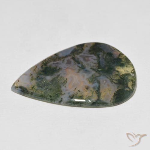 Moss Agate Gemstone in 33.9 x 25.5 mm Size for Sale, Moss Agate Stone in Multicolor Color