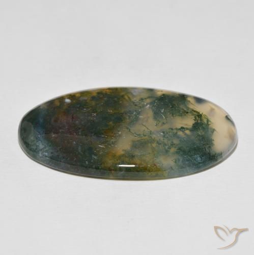 Moss Agate Gemstone in 42.2 x 24.9 mm Size for Sale, Moss Agate Stone in Multicolor Color