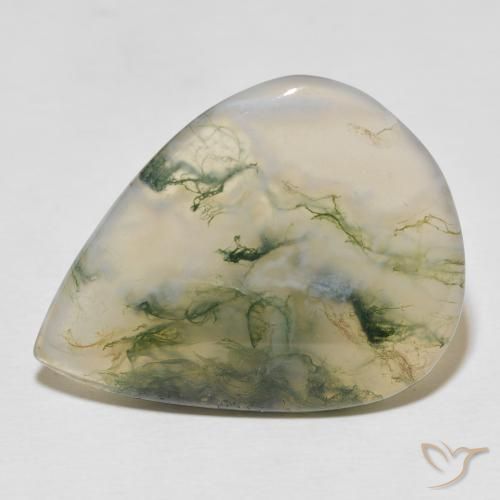 22.57ct Natural Multicolor Moss Agate, Pear Shape, Translucent
