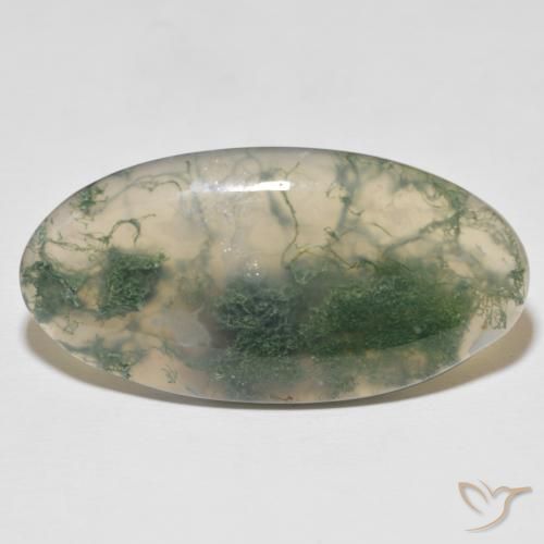 40.2 ct Oval Moss Agate, 42.5 x 21.8 mm From India, Photo A