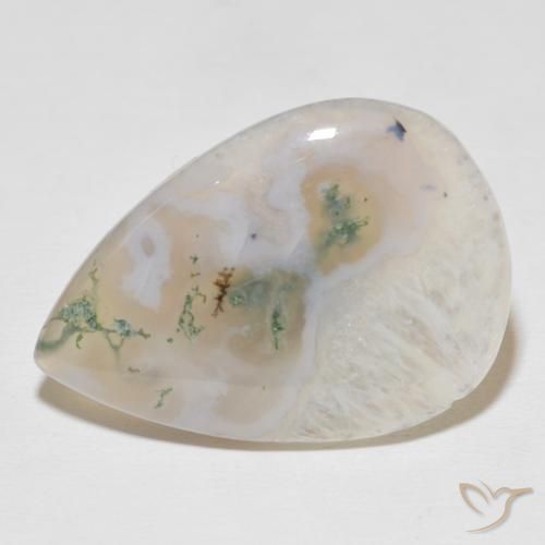30.59ct Natural Multicolor Moss Agate, Pear Shape, Translucent