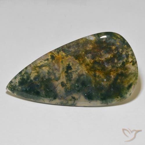 95.86ct Natural Multicolor Moss Agate, Pear Shape, Opaque