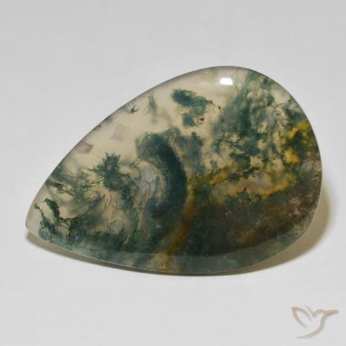 73.43ct Natural Multicolor Moss Agate, Pear Shape, Opaque
