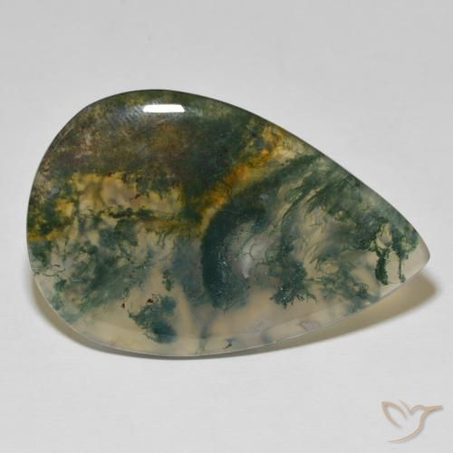 73.43 ct Multicolor Moss Agate Stone, Natural Moss Agate in Pear Cabochon Shape for Sale
