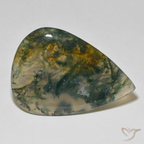 85.14 ct Multicolor Moss Agate Stone, Natural Moss Agate in Pear Cabochon Shape for Sale