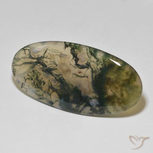 83.26 ct Multicolor Moss Agate Stone, Natural Moss Agate in Oval Cabochon Shape for Sale