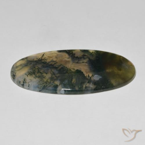 Moss Agate Gemstone in 60.1 x 30.4 mm Size for Sale, Moss Agate Stone in Multicolor Color