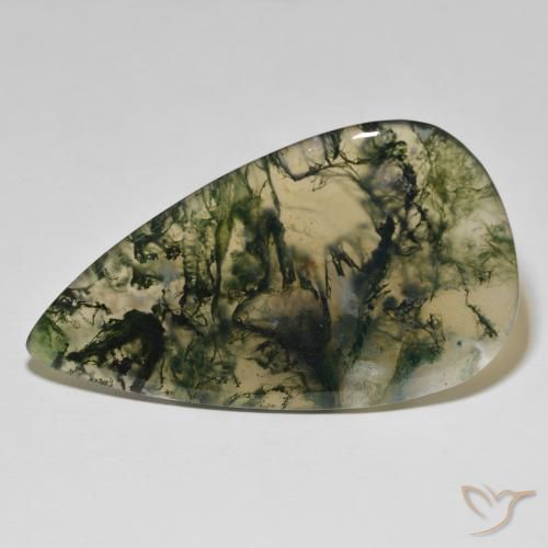 90.45 ct Pear Moss Agate, 64 x 36.5 mm From India, Photo A