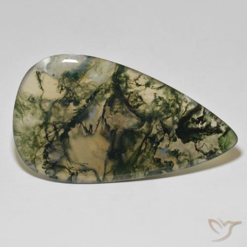 90.45 ct Multicolor Moss Agate Stone, Natural Moss Agate in Pear Cabochon Shape for Sale