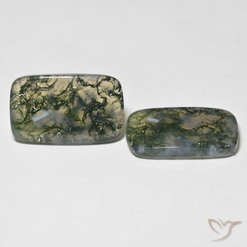 28.06 ctw Multicolor Moss Agate Stones, Natural Moss Agate in Cushion Cabochon Shape for Sale
