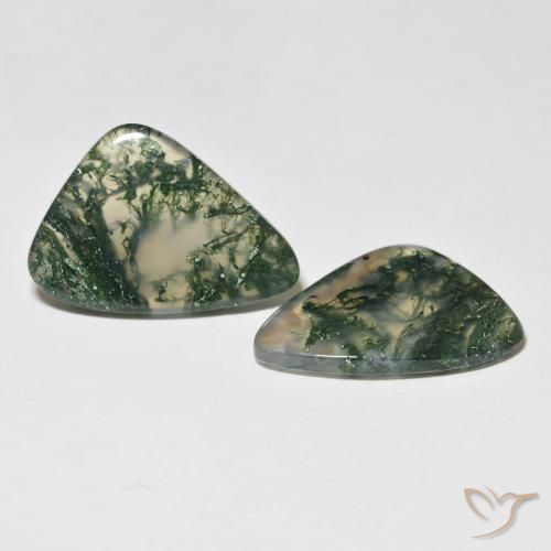 19.96 ctw Multicolor Moss Agate Stones, Natural Moss Agate in Fancy Cabochon Shape for Sale