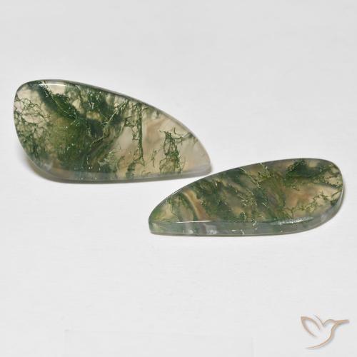 24.05 ctw Multicolor Moss Agate Stones, Natural Moss Agate in Fancy Cabochon Shape for Sale