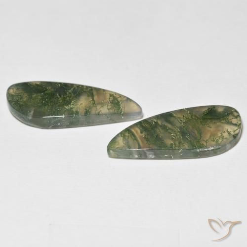 Moss Agate Gemstones in 29.5 x 13.9 mm Size for Sale, Moss Agate Stones in Multicolor Color