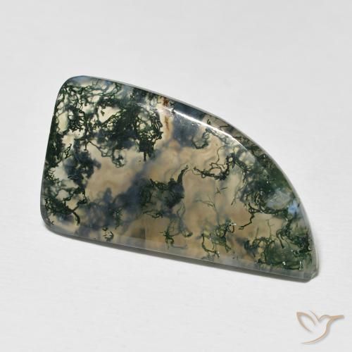 12.73 ct Multicolor Moss Agate Stone, Natural Moss Agate in Fancy Cabochon Shape for Sale