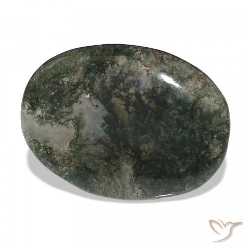 37.71 ct Multicolor Moss Agate Stone, Natural Moss Agate in Oval Cabochon Shape for Sale