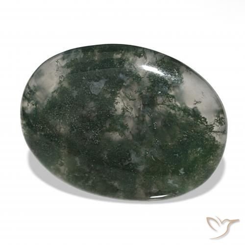 39.60 ct Multicolor Moss Agate Stone, Natural Moss Agate in Oval Cabochon Shape for Sale