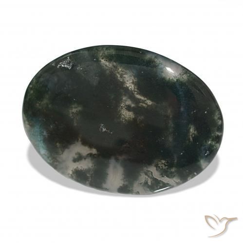 30.13 ct Multicolor Moss Agate Stone, Natural Moss Agate in Oval Cabochon Shape for Sale