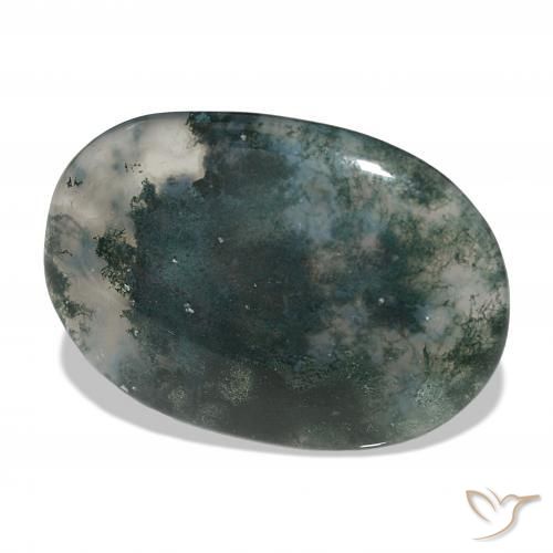45.08 ct Multicolor Moss Agate Stone, Natural Moss Agate in Oval Cabochon Shape for Sale