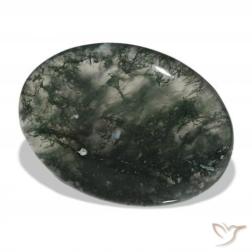 53.06 ct Multicolor Moss Agate Stone, Natural Moss Agate in Oval Cabochon Shape for Sale