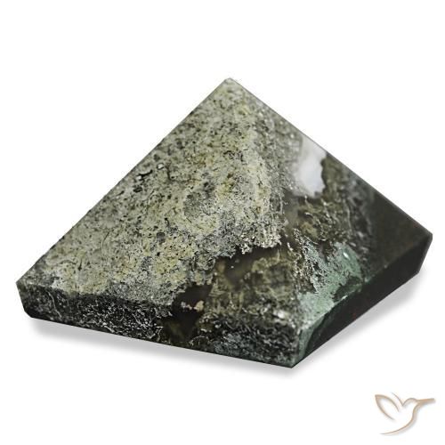 85.25 ct Green Moss Agate Stone, Natural Moss Agate in Pyramid Cabochon Shape for Sale